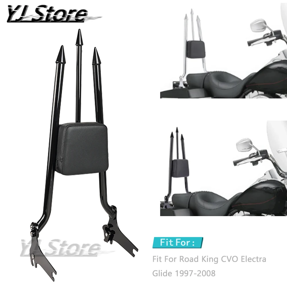 

For Harley Touring Road King Street/Road Glide Electra Glide 1997-2008 Motorcycle 27" Tall Sissy Bar Passenger Backrest Rear Pad