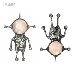 10Pcs Wholesale Soldered Spaceman Vintage Style Handmade Jewelry Antique Silver Color Tin Rose Quartzs Crystal Pendant PM41993