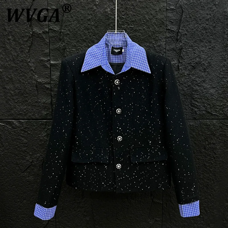 

WVGA Short Coats Spring Autumn New Man Striped Patchwork Fake Two-Piece Trendy Design Niche Stylish Casual Sequins Jacket W11520