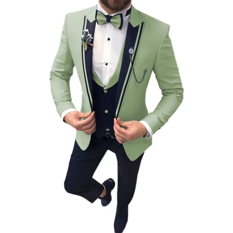 New Casual Fashion Men\'s Suit Three-piece Set (top + Vest + Pants) Lapel Slim Wedding Ceremony Groom Best Man Suit Men\'s Suit