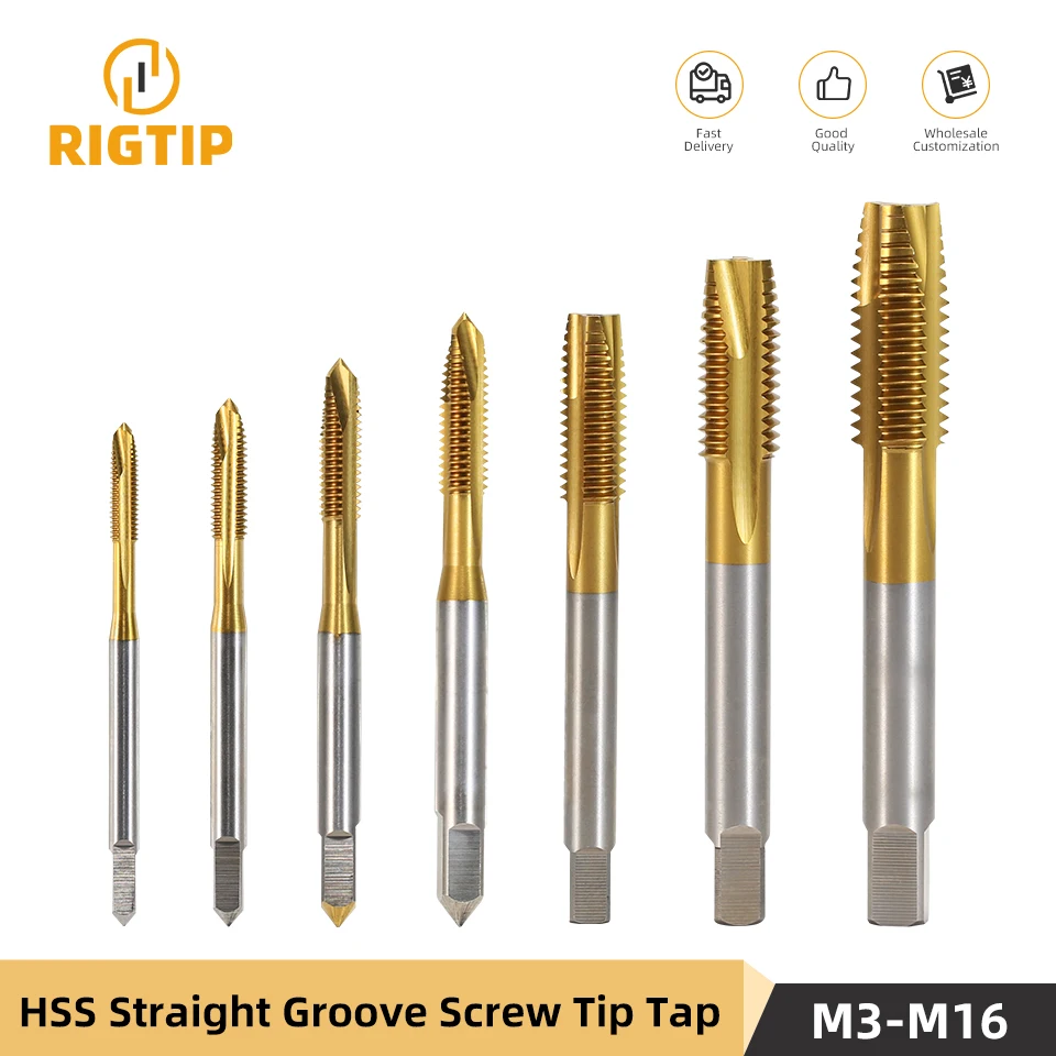 RIGTIP HSS Cobalt Containing Tip Screw tap Machine tap drill tool Stainless Steel Special Titanium-Plated thread tapping M3-M16