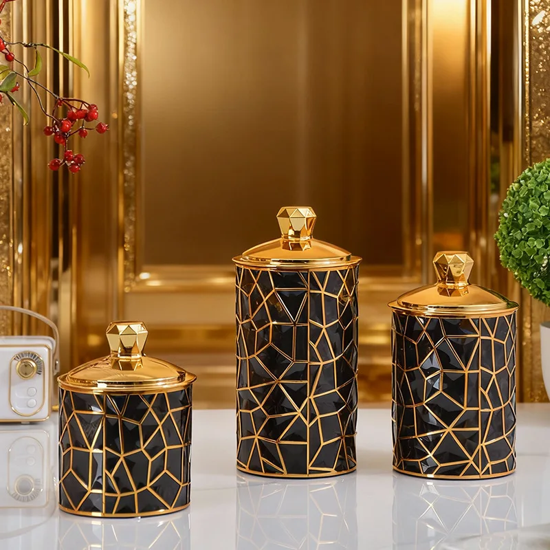Luxury Decorative Airtight Canisters, Dustproof & Moisture-Proof Storage Organizer Boxes for Living Room Kitchen, 3Pcs Set