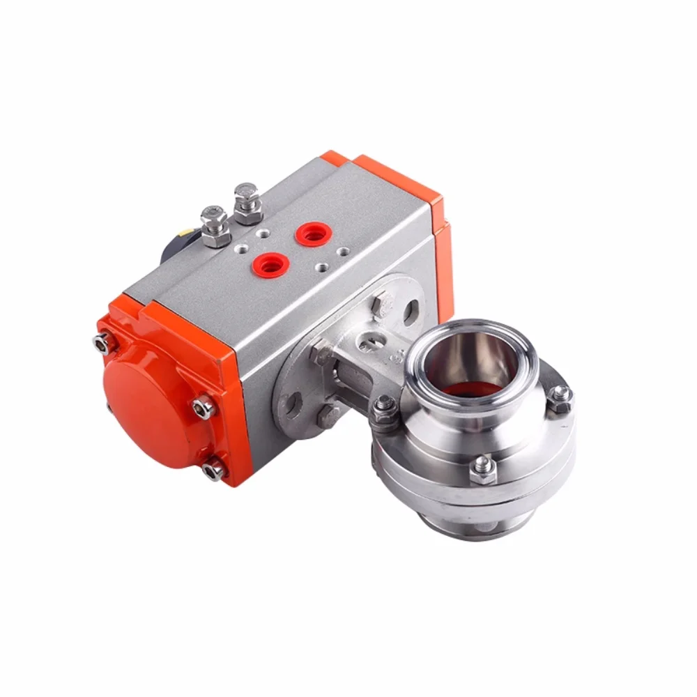 Clamp Φ102Φ108mm OD119mm Sanitary Horizontal Clamp Chuck Butterfly Valve,SS304 Pneumatic Quick Release Butterfly Valve AT75