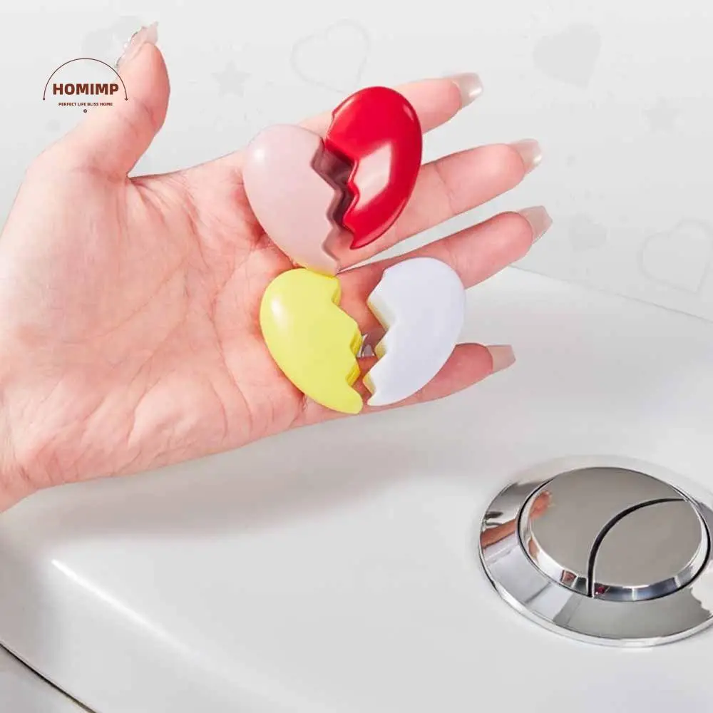 

Creative Broken Heart Shape Toilet Press Nail Protector Colorful Toilet Button Self-Adhesive Tank Flush Button Auxiliary Device