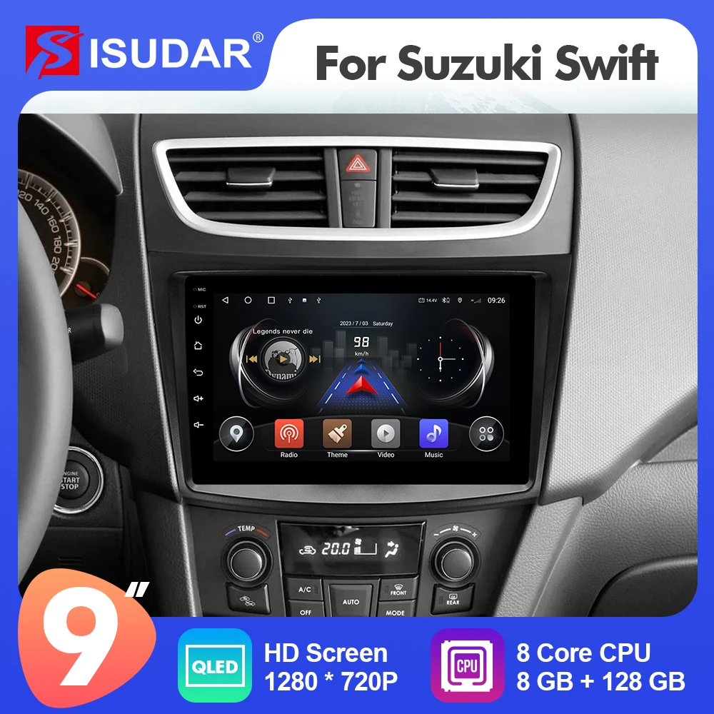 

9 Inch Isudar Android 12 Car Multimedia Radio For Suzuki Swift 2010-2017 Carplay Auto Stereo Player No 2din