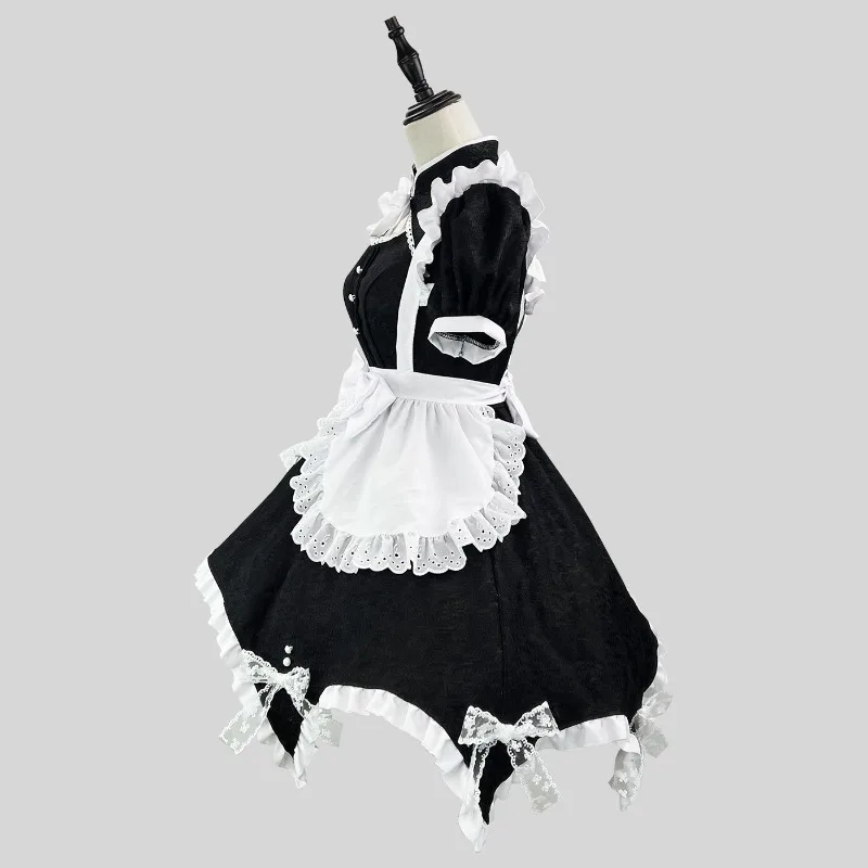 Chinese Style Maid Dress Sweet Lolita Cosplay Outfit Lace Ruffle Apron Costume With Maid Headpiece S-5XL - view 2