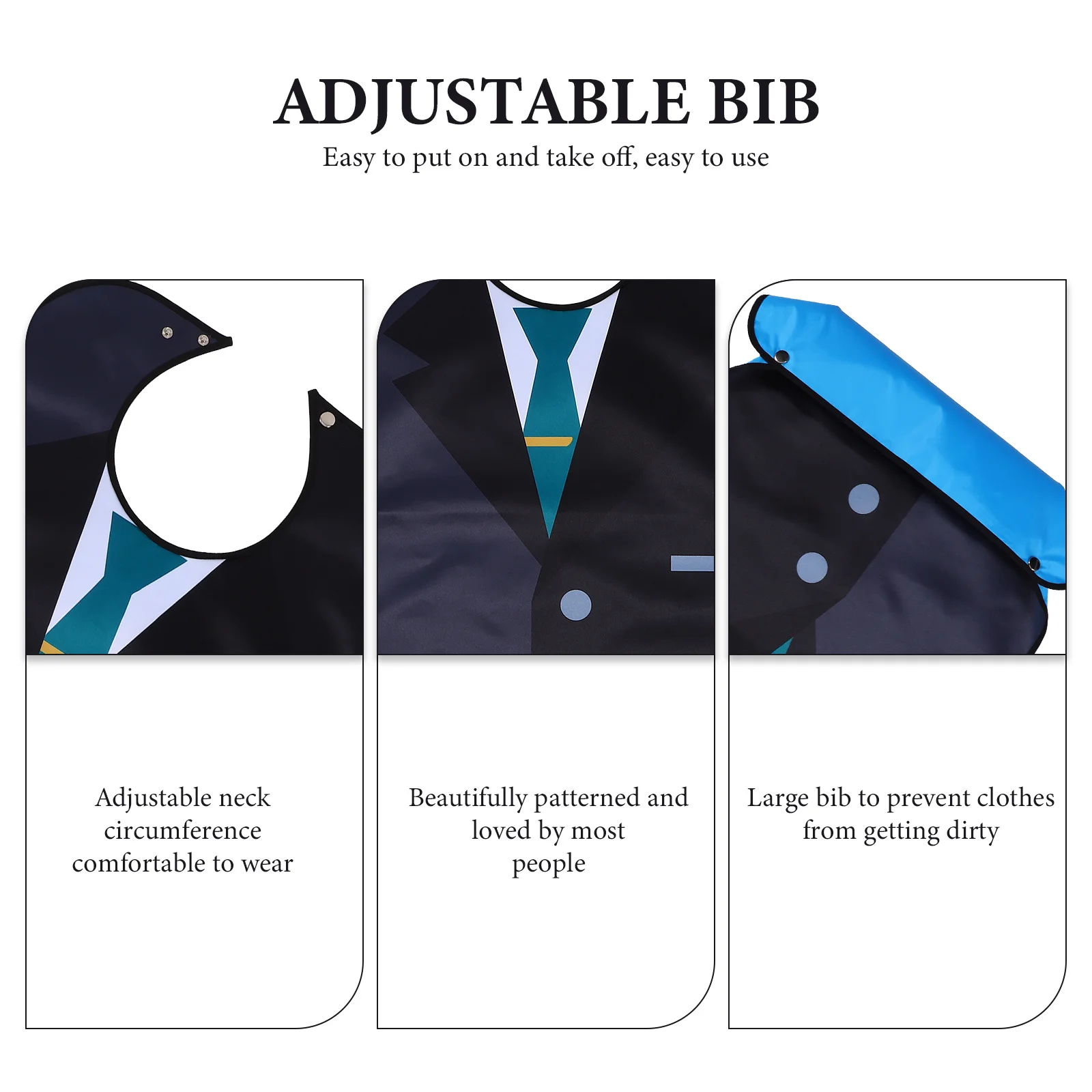 

Large Adult Bib Long Waterproof Eating Protector Suit Pattern Adjustable Snap Neck To Leg Coverage Reusable Stain