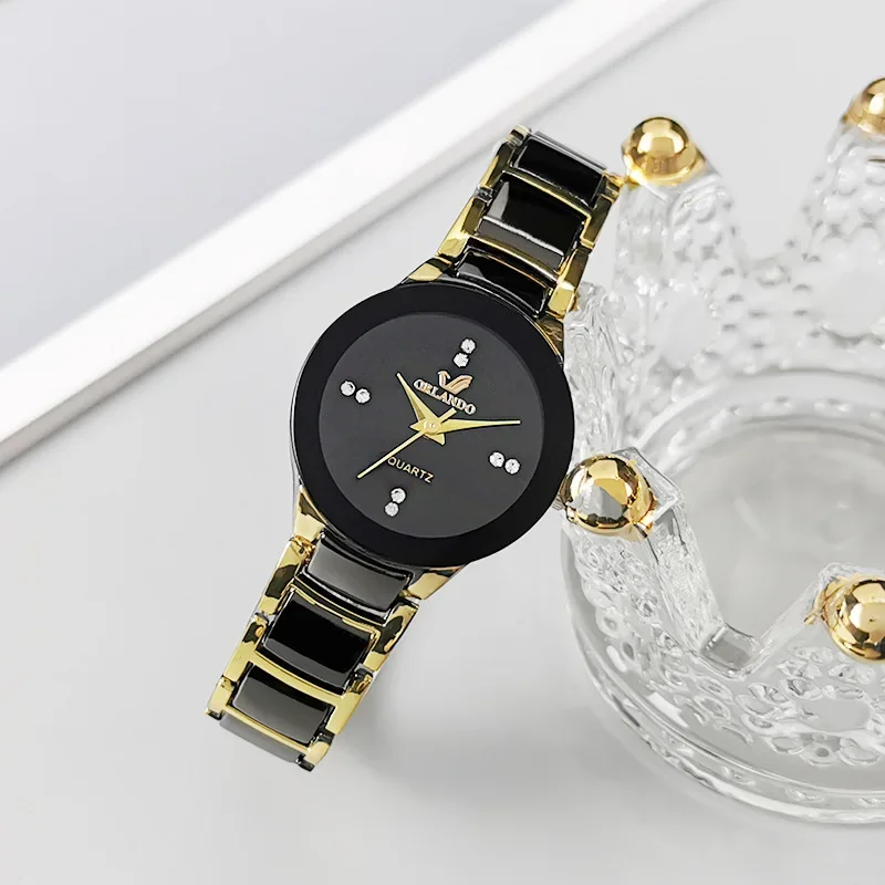 2 peças relógios de casal moda pulseira de aço inoxidável masculino feminino conjunto de relógios de quartzo análogais