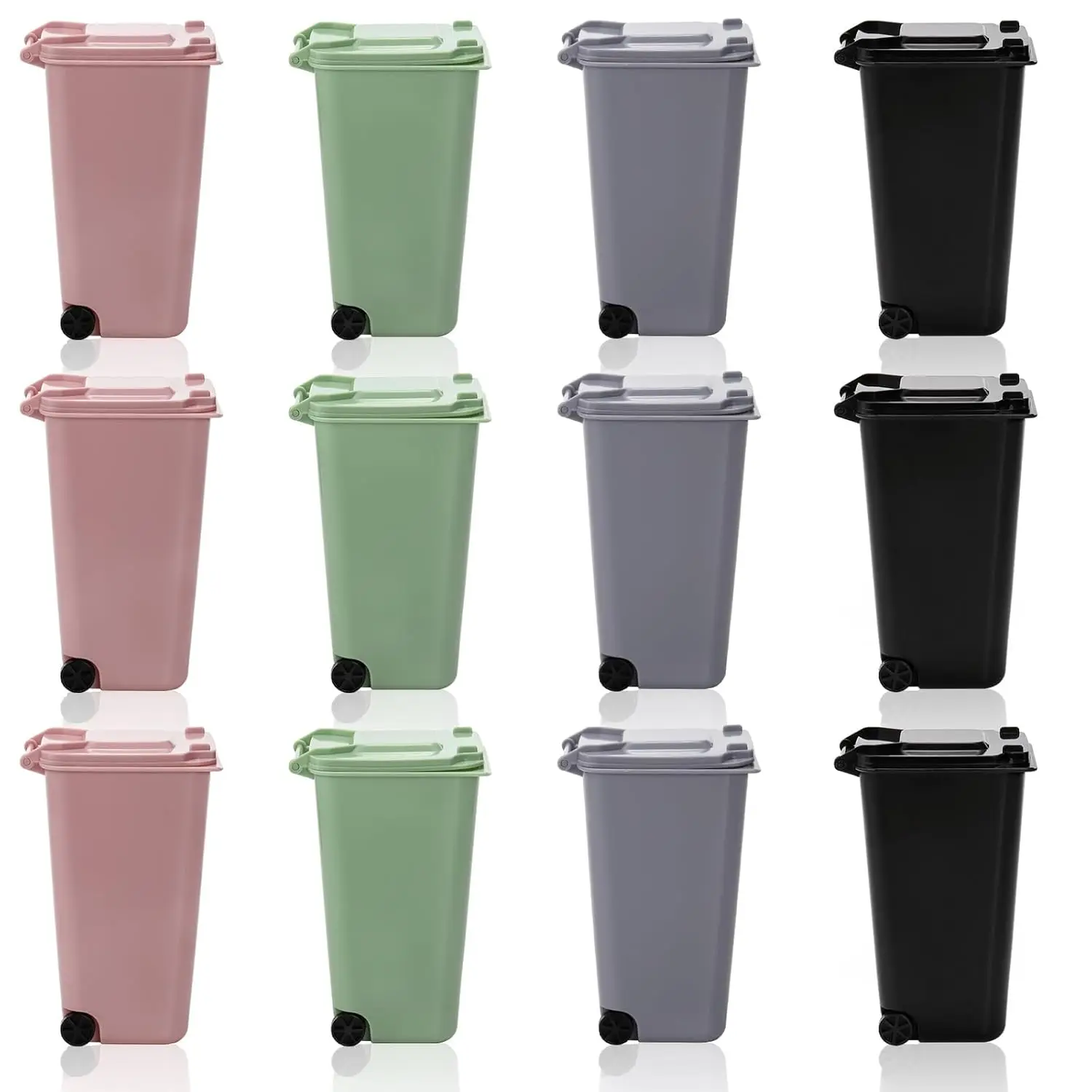 

12 Pack Mini Desk Trash Can with Lid, 22 OZ Small Plastic Wastebasket for Office Home Kitchen Tabletop