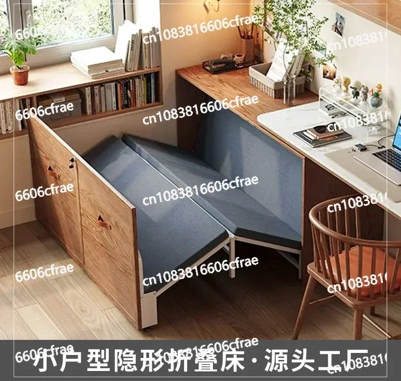 Cabinet Type Metal Folding Lunch Break Bed Convenient Four-fold Retractable Nap Bed Home Office School Folding Bed