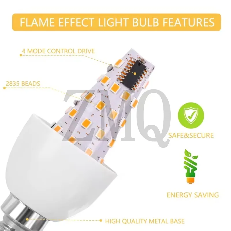 E27 E14 B22 E12 LED لهب لمبة مصباح النار لمبة الذرة الخفقان مصباح ليد تأثير اللهب الديناميكي 3 واط AC110V 220 فولت للإضاءة المنزلية #4