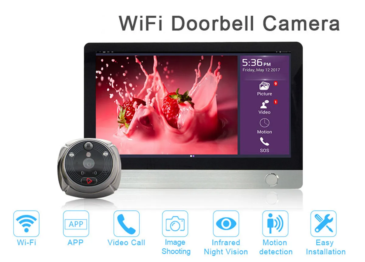 7Inch IPS Screen 2MP 1080P 12000mah WIFI Doorbell Visual Doorviewer ihome4  APP Remote Control Video Door Phone