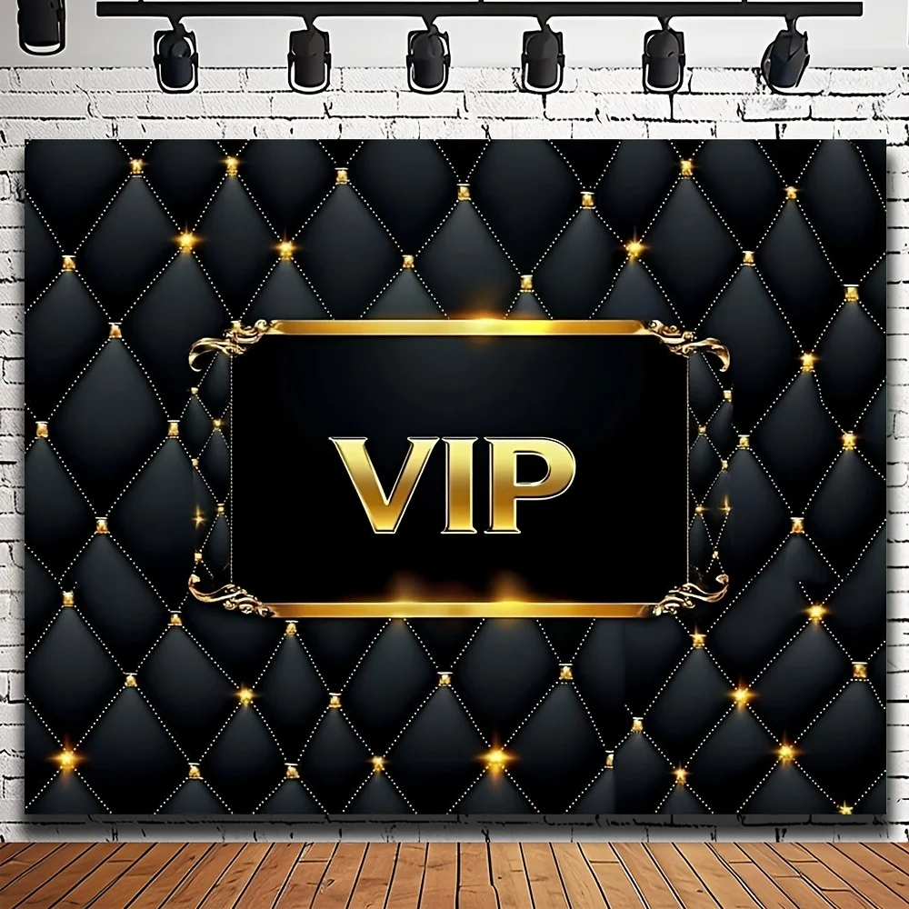 Ein Stück, goldener VIP-Hintergrund, ein Fotohintergrund mit schwarzen und goldenen Streifen, für Eventbanner und Requisiten.