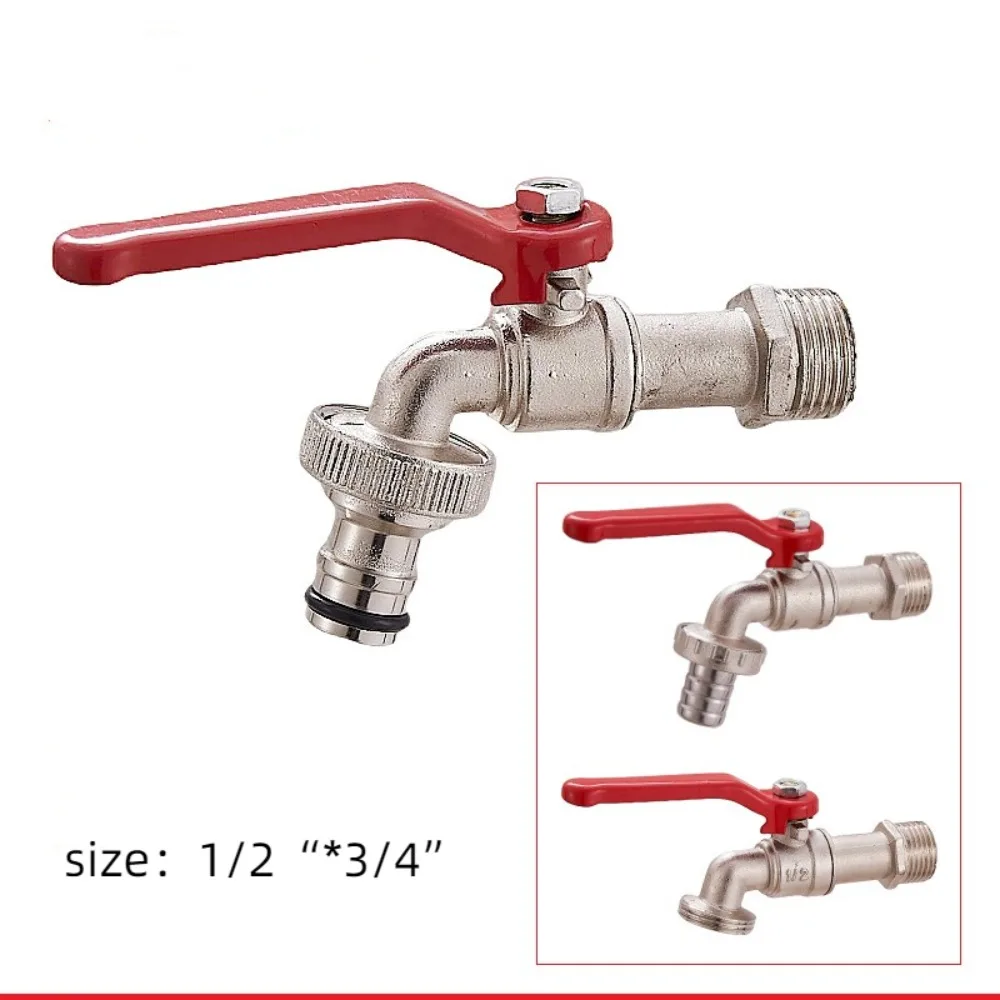 1/2x3/4 Lever Water Tap with Red Handle Hose Plug Water Tank Connector Suit for Washing Machine Zinc Alloy