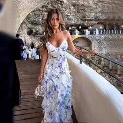 Sleeveless Boho Maxi Dress Elegant Women Summer 2024 Casual Floral Camisole Bare Shoulder Loose Holiday Beach Dresses Vestidos