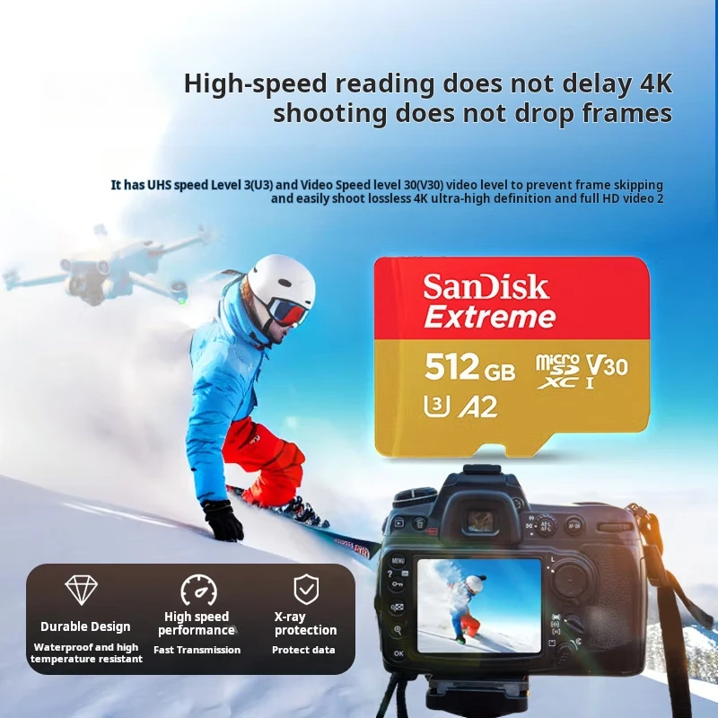 

SanDisk 512GB TF (MicroSD) Memory Card, 4K Gold Card (A2 V30 U3), for Dash Cams, Action Cameras and Drones, Read Speed 190MB/s