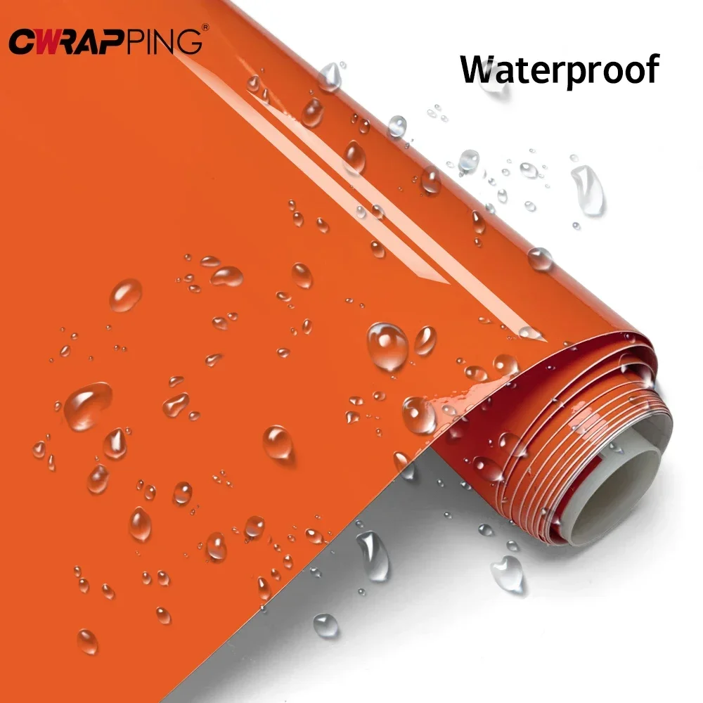 Glossy Car Sticker Vinyl Wrap Waterproof Vinyl Auto Tuning Car Body Film Orange Adhesive Motorcycle Sticker for Car Accessories