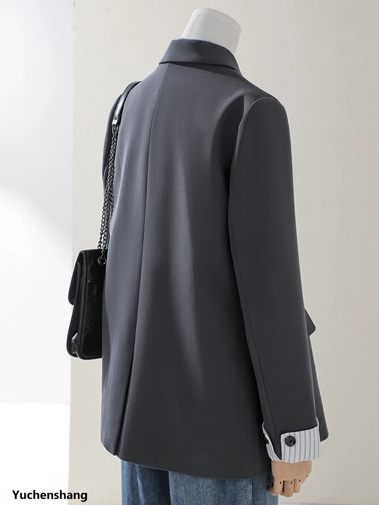 เสื้อเบลเซอร์ลำลองแฟชั่นฤดูหนาวสำหรับผู้หญิง แขนยาว ทรงหลวม