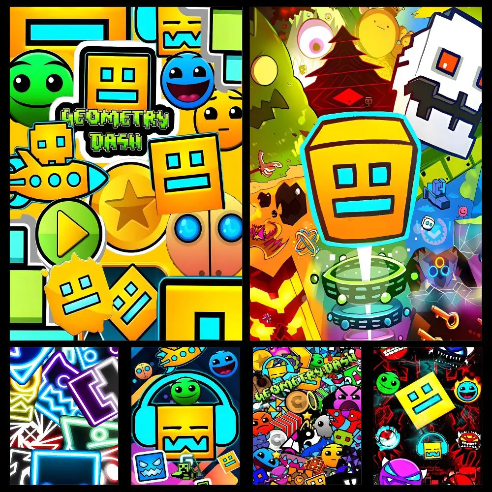 Game Geometry Dash GD Extreme Demon Poster PP Self Adhesive Decorative HD For Garage Gaming Room Living Room Gift