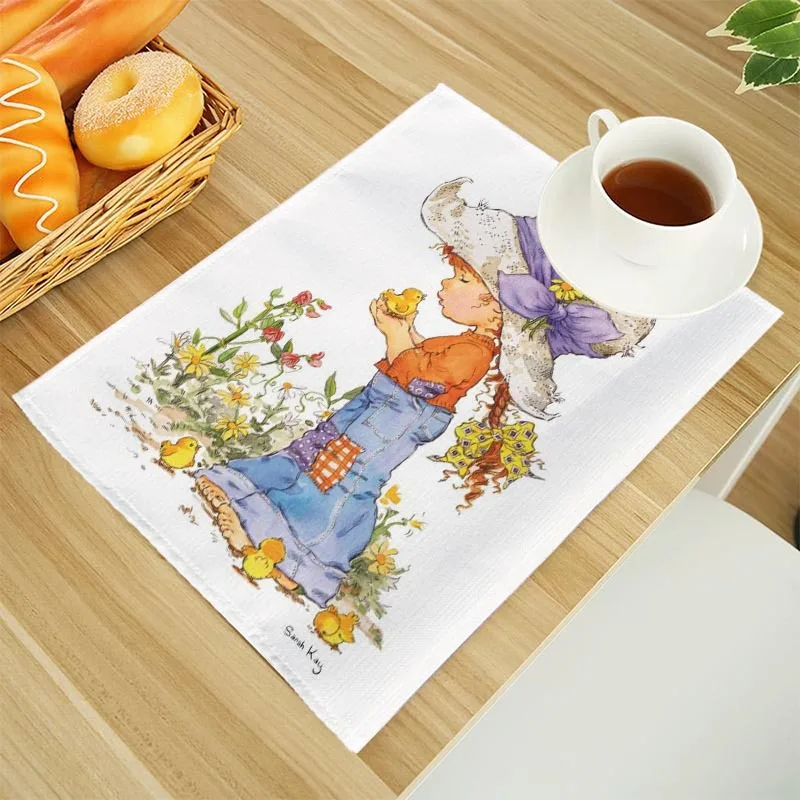 사라 케이 프린트 린넨 식탁 매트, 알파벳 주방 플레이스매트, 컵 받침 패드, 그릇 컵 매트, 30x40cm, 1 개, 4 개, 6 개, 8 개