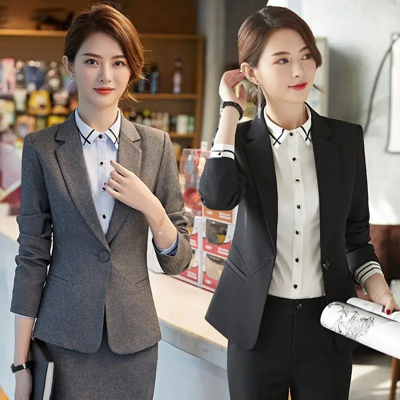 Wholesale Business Wear Suit Female 2023 Spring and Autumn Long Sleeve Anti-Wrinkle Business Hotel Interview Office Worker Forma