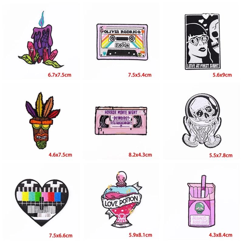 5PCS/lots Punk Embroidery Patch DIY Cartoon Outdoor Mushroom Iron On Patches For Clothing Thermoadhesive Patch On Clothes Decor