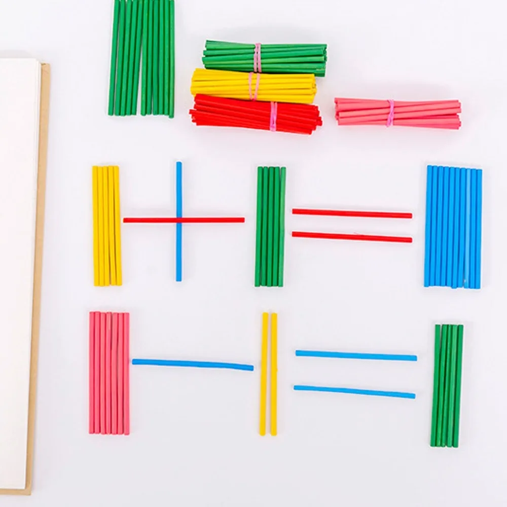100Pcs Solid Core Counting Sticks Multi Color Cylindrical Shape Number Sticks Box Packed Smooth Surface Math Rods Math Learning