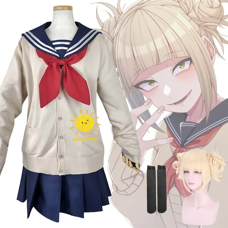 Disfraces de Cosplay de Anime Toga Himiko, uniforme de My Hero Academia, suéter con pajarita, trajes de Toga Himiko, disfraz de Halloween para mujeres adultas
