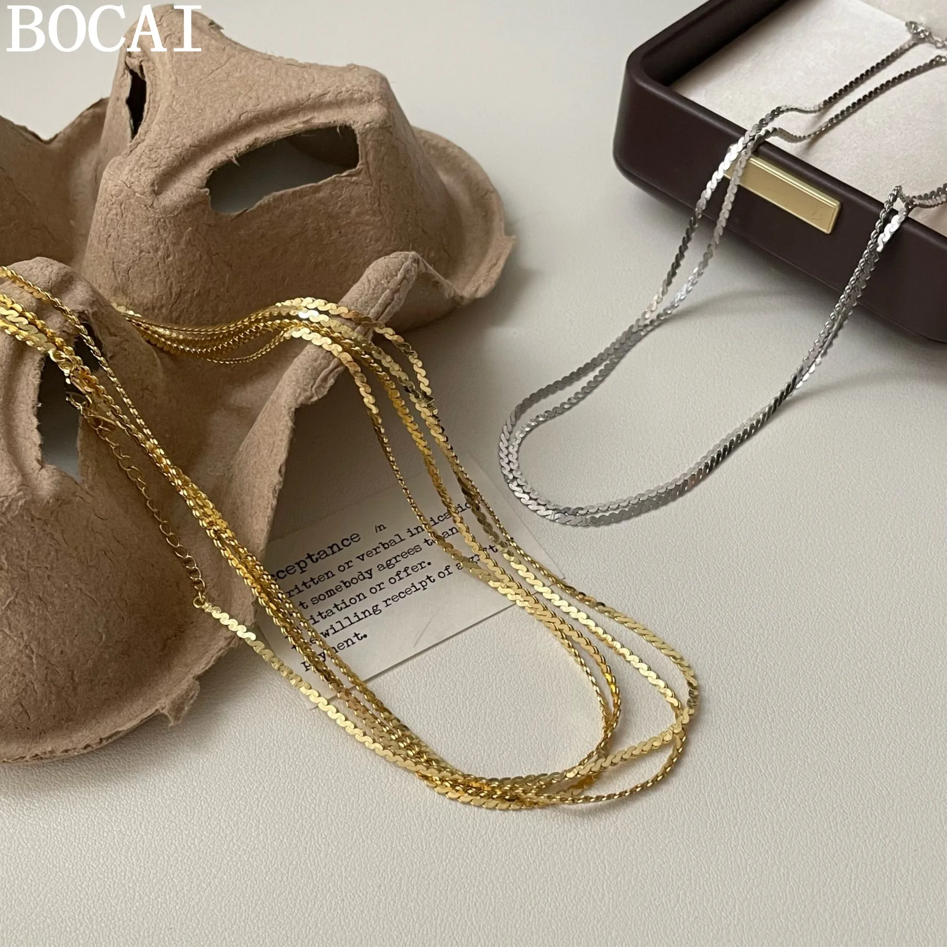 

BOCAI New S925 Sterling Silver Jewelry Fashionable And Luxurious Snake Bone Chain Women's Selected Gift