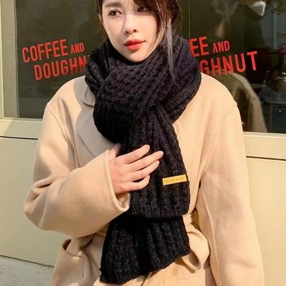 Knitted Scarf For Women Winter Solid Color Long Warm Shawl Women\'s Warm Knitted Spring Unisex Thickened Warm Winter Scarf