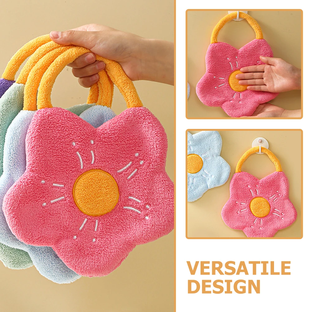 

Coral Fleece Hand Towel Bath Towels Flower Shaped Hanging Bathroom Kitchen PCS Skin Friendly Soft Material Bright Color Cartoon