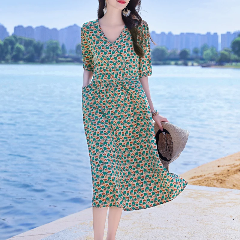 Printed Dress for Ladies Chic Floral Printed Dress Collection for Summer women clothes
