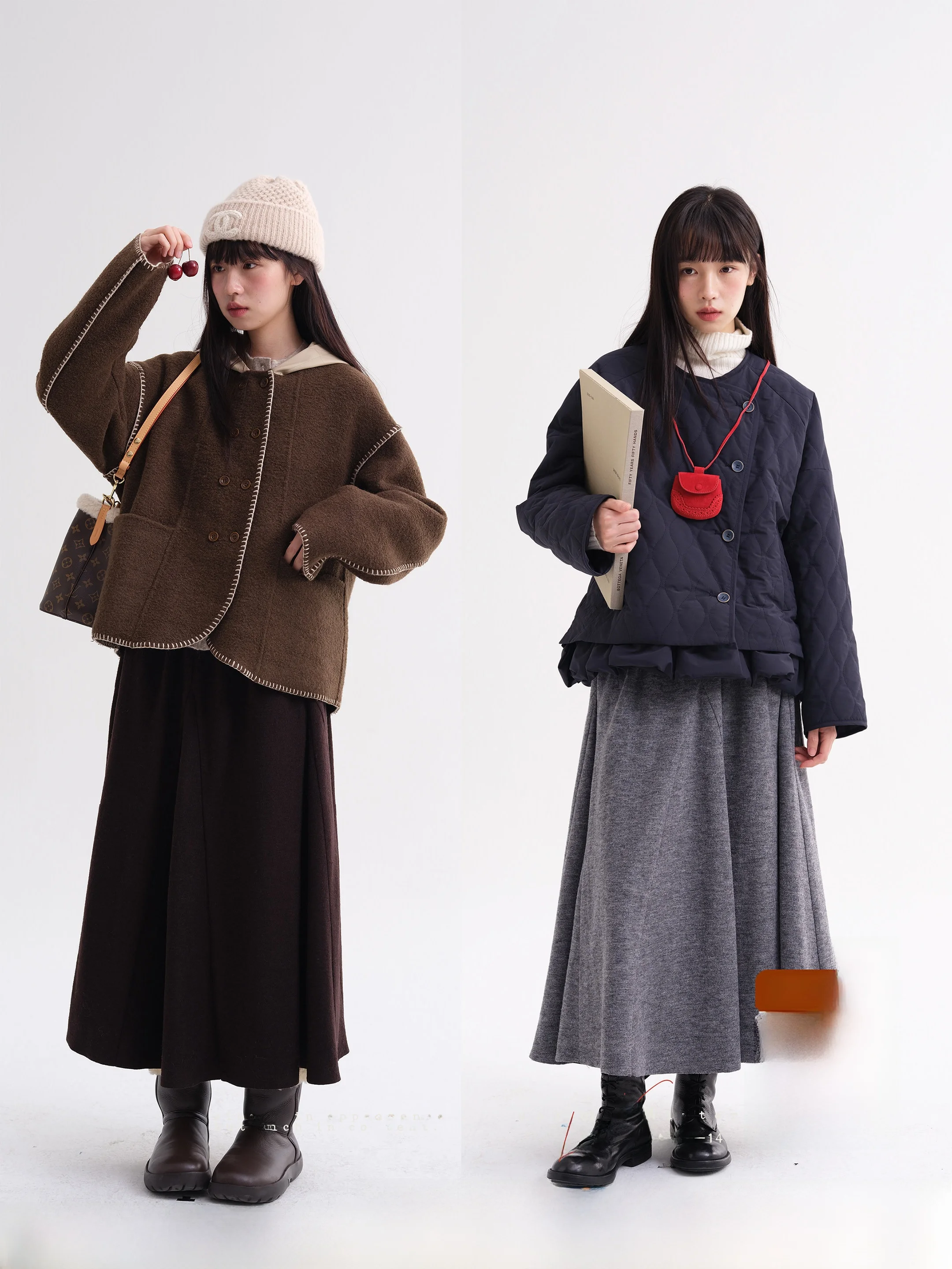 

Теплая шерстяная вязаная юбка-миди А-силуэта с расклешенным подолом, простой дизайн с высокой талией для повседневной носки от Workroom Selection