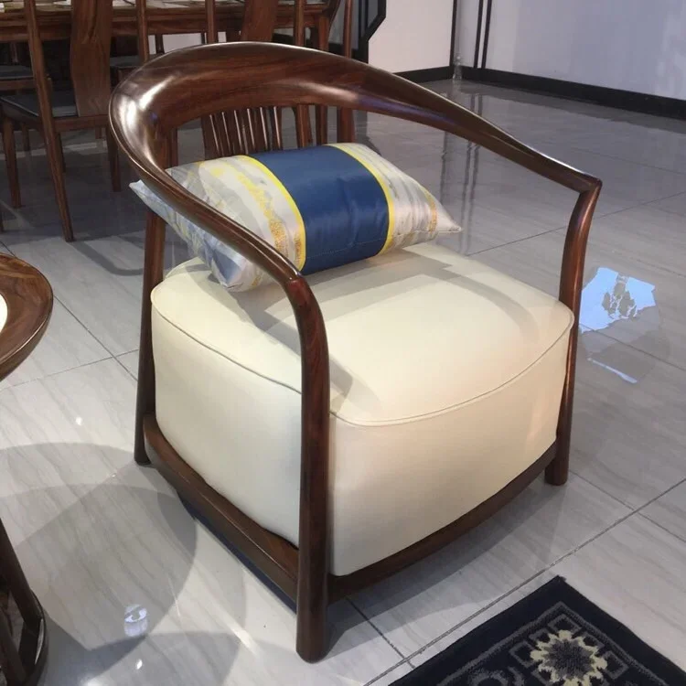 Ebony solid wood leisure chair single sofa chair light luxury sales office hotel clubhouse reception