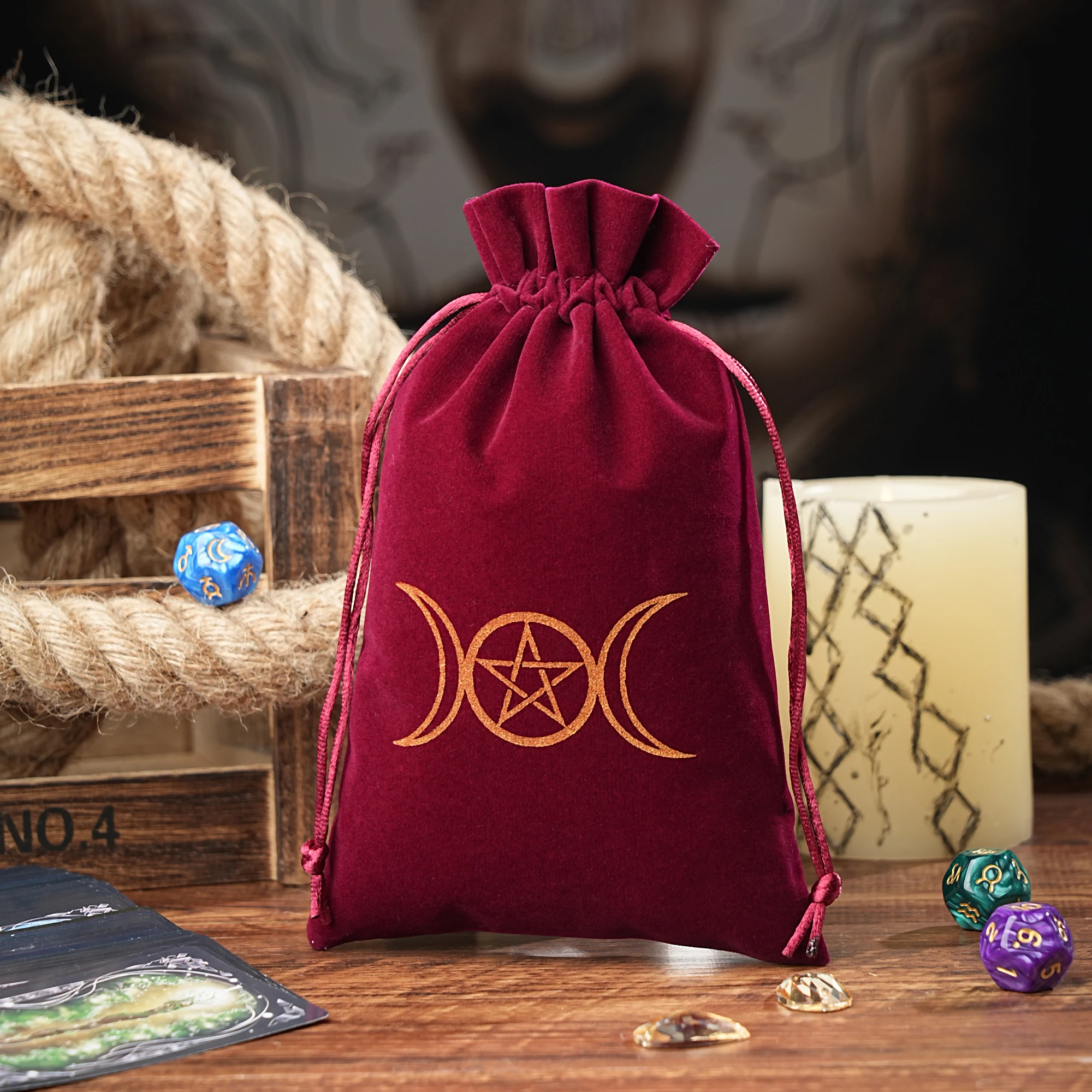 حقيبة تخزين التاروت المخملية على شكل قمر ، حجم كبير ، كيس مجوهرات ، سفر ، هدايا مستحضرات تجميل ، حقيبة يد ، عملة معدنية ، حقيبة ندر ، 14x22 ، 1 #3