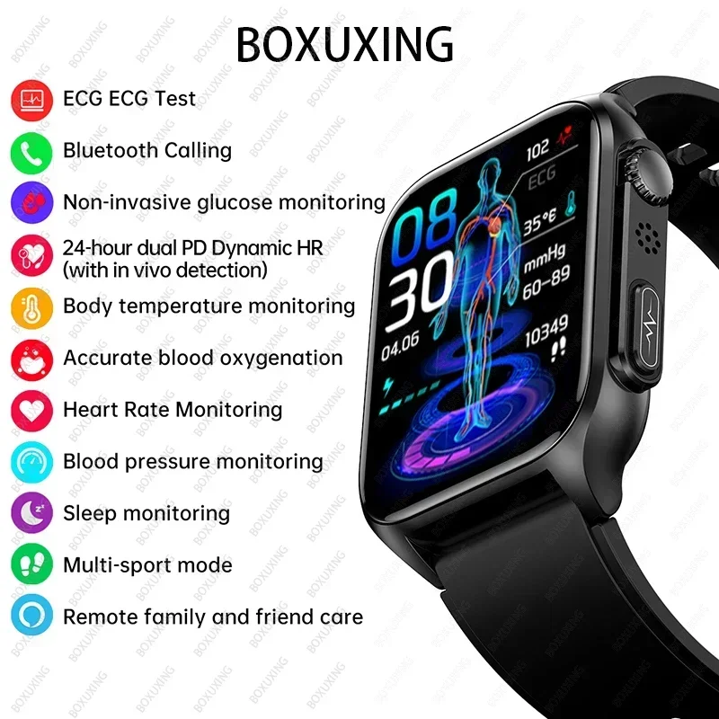 Xiaomi New Blood Glucose Smart Watch Men Bluetooth Call Watches Thermometer Heart Rate Sleep Monitoring Sport Smartwatch