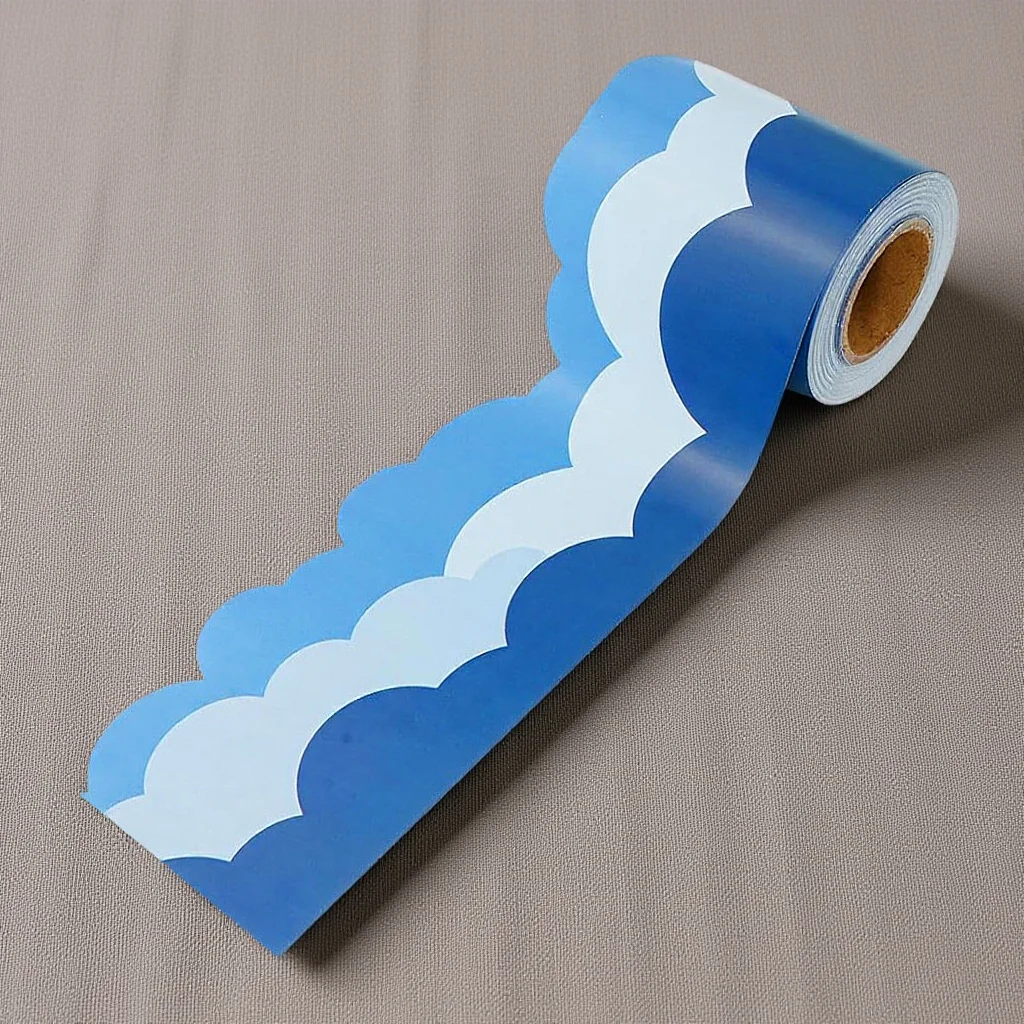 

1 Roll Cloud Shaped Border Sticker Aesthetic Bulletin Board Decor For Classroom Blackboard Diy Wall Decals Trim Rolled Sticker