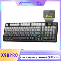 ZIYOULANG & ATTACK SHARK X98 Pro Wireless Mechanical Keyboard,Tri-Mode Custom Keyboard with Smart Display&Knob,102 Keys Hot Swap