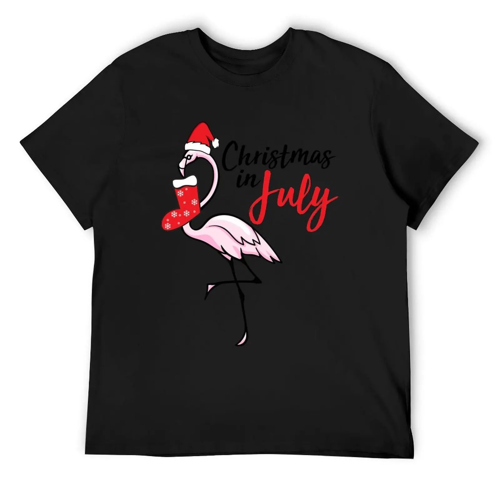 

Flamingo Christmas In July | Funny Party X-mas Party Design T-Shirt anime t shirts anime anime figures mens clothing