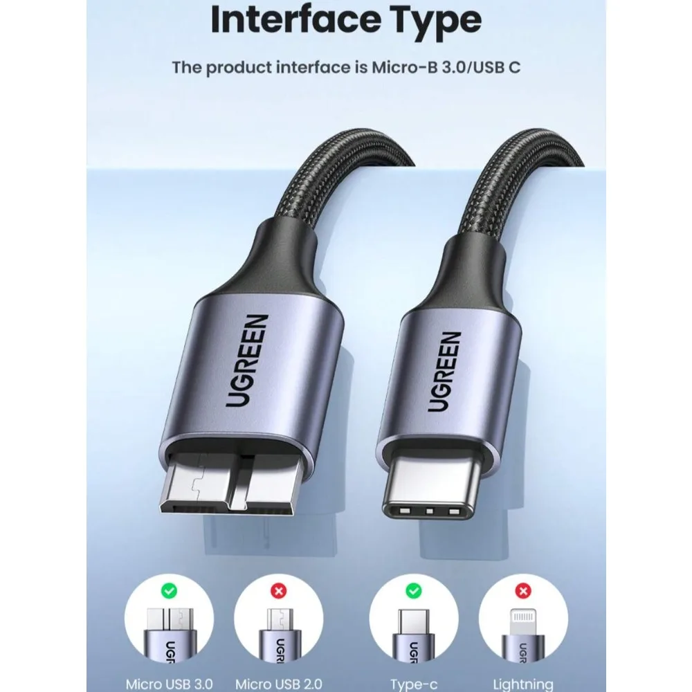 

USB C To Micro B 3.0 Cable 5Gbps 3A Fast Sync Cord For Hard Disk Drive HDD SSD Case USB Type C Micro B Cable