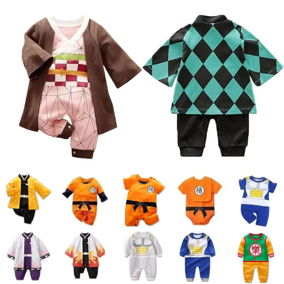 Infant Romper Baby Boy Girl Anime Clothes Demon Halloween Slayer Halloween Cosplay Costume Kids Cotton Jumpsuit Toddle Overalls