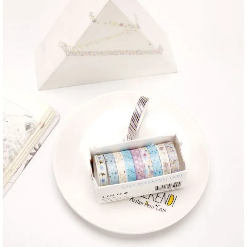 10Rolls/box Washi Stickers Color Tapes DIY Diary Scrapbook Stickers  Masking Tape Decoration  School Stationery Supplies