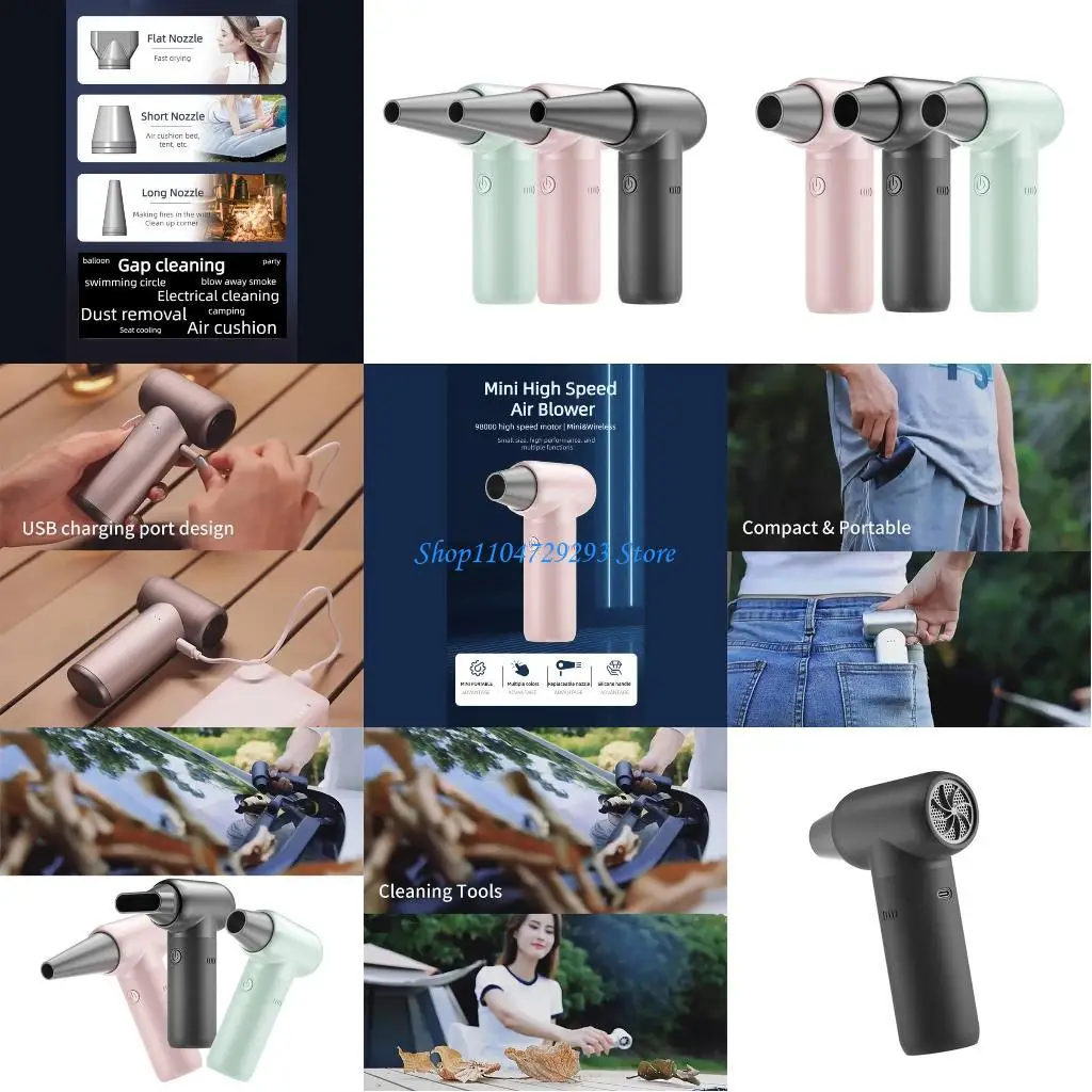 

Y2GD Rechargeable Wireless Hair Dryer Air Blower Air Duster for Camping Barbecue