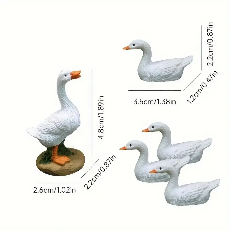 4pcs Miniature Landscape Cute Mini Duck Statue, Water Landscape Decoration, Gardening Accessories, Creative Resin Crafts