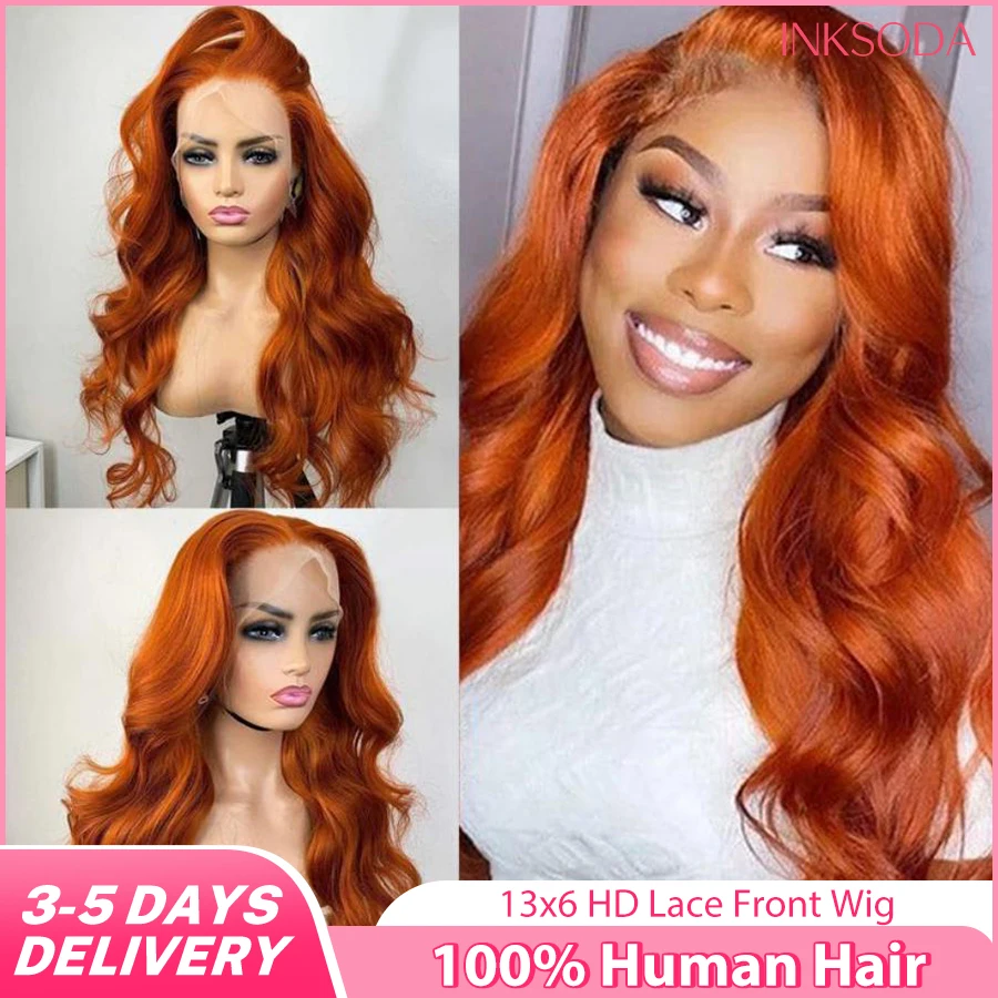 13x6 HD الدانتيل الباروكة الأمامية 350 البرتقال الزنجبيل الجسم موجة الشعر البشري 40 30 بوصة الزنجبيل الملونة شعر مستعار البرازيلي Preplucked 13x4 شعر مستعار دانتيل