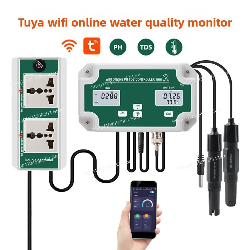 WiFi-Enabled Online Water Quality Monitor - Detects PH, TDS & Temperature for Fish Tank & Aquaculture