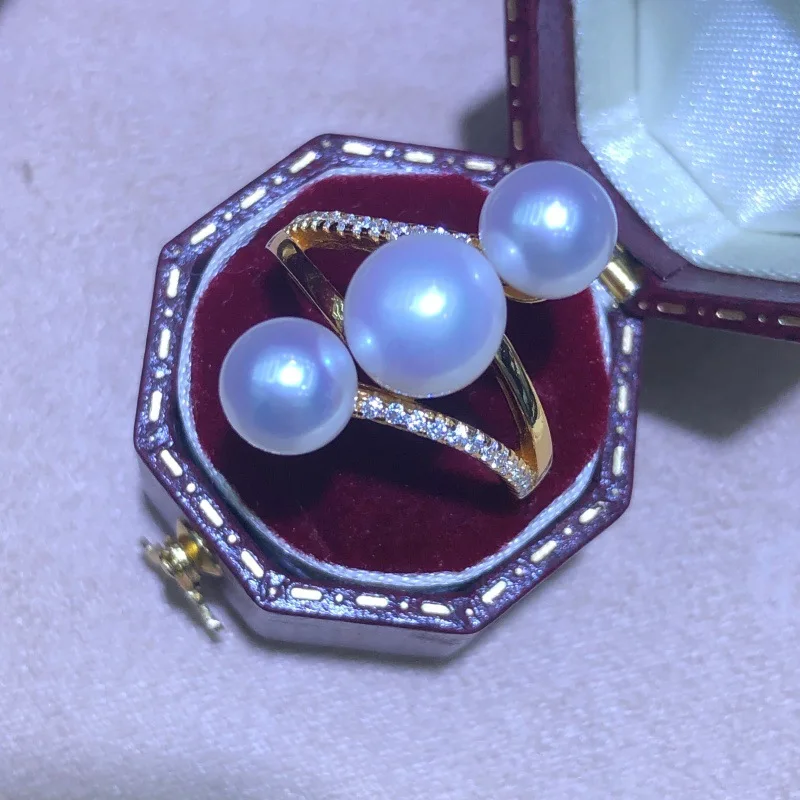 Wholesale S925 Sterling Silver Adjustable Ring Mount Settings Findings Mountings Accessory Parts for 6-8mm Pearls 5pcs/lot