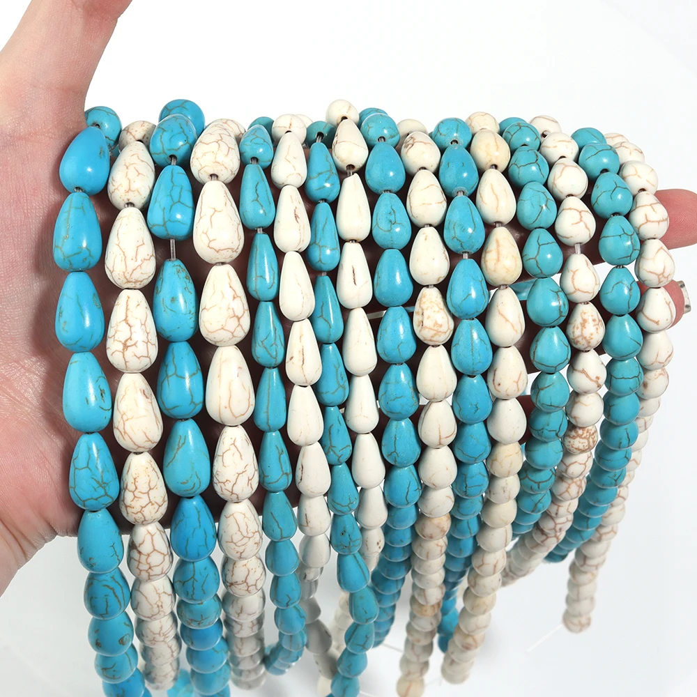 

1strand Natural Stone Beads Water Droplets Turquoises Bead For DIY Bracelet Necklace Jewelry Making Accessories