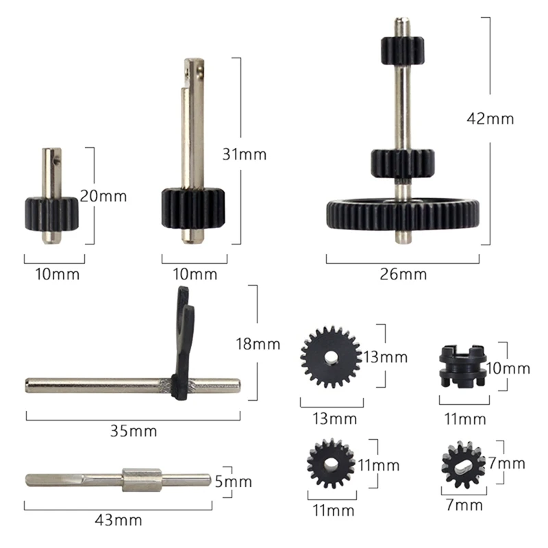 Juego de engranajes de transmisión de caja de cambios de acero para LDRC LD-P06 LD P06 Unimog 1/12 RC Truck Car Upgrade Parts Accesorios