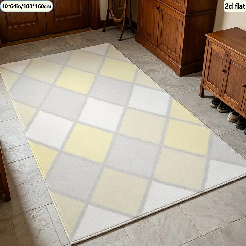 Soft Pastel Harlequin Diamond Carpet Flooring Geometric Checkered Area Rug Non‑Slip Floor Mat for Bedroom Kids Room Home
